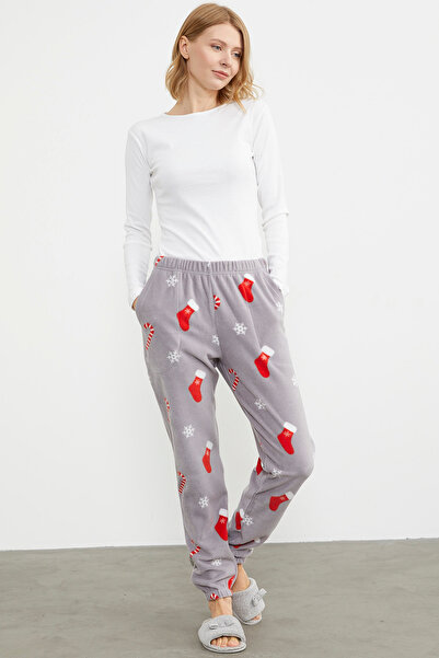 Sementa Thick Fleece Pajamas Single Bottom - Gray