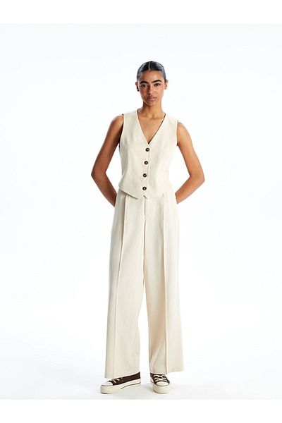 LC Waikiki New Season Loose Fit Linen Mixed Women's Trousers - S5Gt53Z8