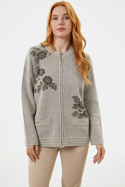 Sementa Zippered Thick Knitted Knitwear Jacket - Mink