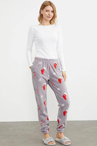 Sementa Thick Fleece Pajamas Single Bottom - Gray