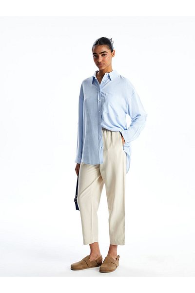 LC Waikiki New Season Women's Linen Blend Trousers with Elastic Waist - S52603Z8