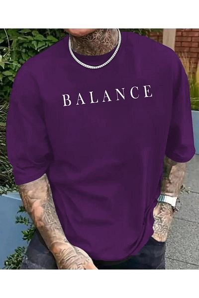 Elfa Tekstil Μπλουζάκι Unisex Balance με στάμπα Crew Neck