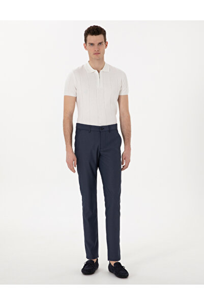 Pierre Cardin Lacivert Slim Fit Beli Lastikli Kanvas Pantolon 50308092-VR033
