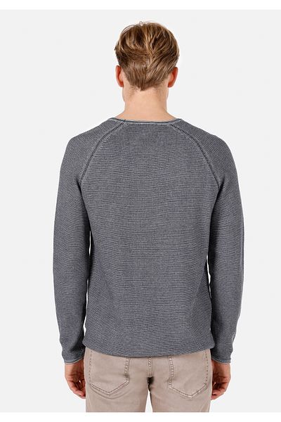 Colin's Pulover pentru bărbați, albastru marin, cu gât rotund, jacquard
