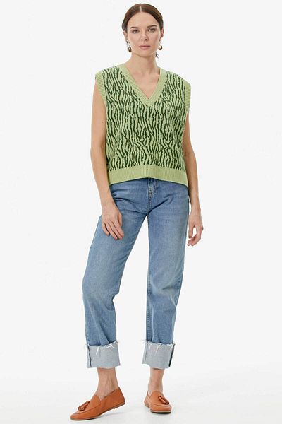Sementa V-Neck Patterned Knitwear Sweater - Pistachio Green