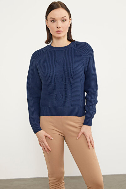 Sementa В'язаний светр з плетеним візерунком - темно-синій
