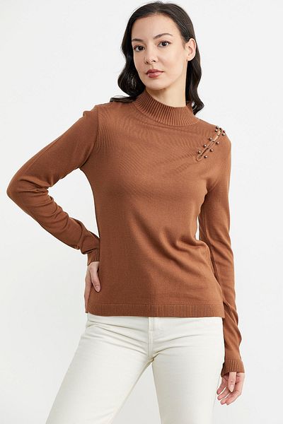 Sementa Pulover tricotat cu accesorii pe umeri - gresie