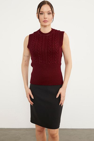 Sementa Pulover Tricotat Bele Seated Hair - Roșu Claret