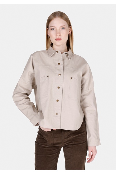 Colin's Cămașă cu mânecă lungă din nurcă, cu gât drept, pentru femei