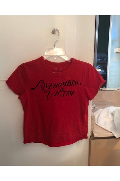 Touz Moda Love Bombing Printed Red Crop Blouse