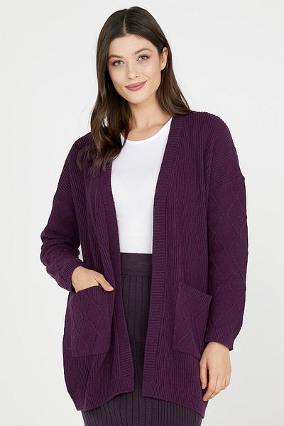 Sementa Cardigan lung de tricotaj cu buzunare - Roșu Claret