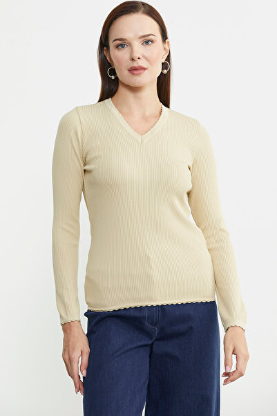 Sementa V Yaka Fitilli Трико Казак - Крем