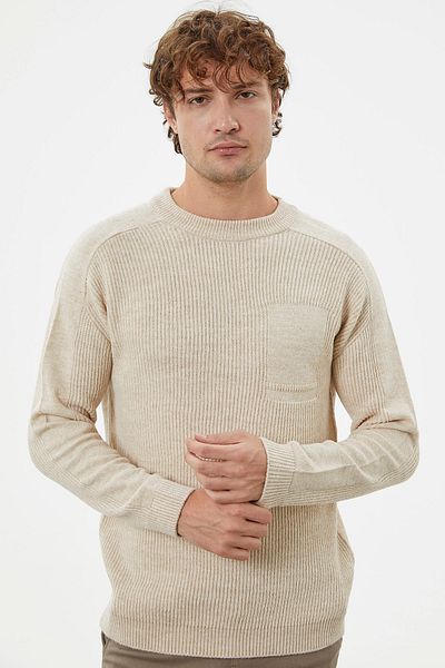 Sementa Пуловер от плетена материя Selanik Knit - цвят камък