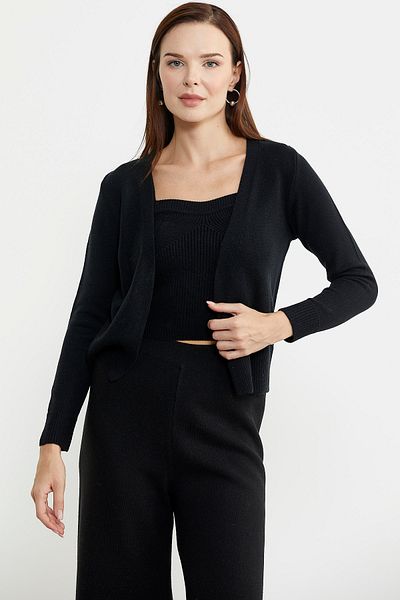 Sementa Black Knitwear Cardigan Set - with Straps Inside