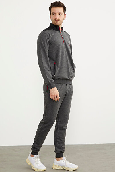 Sementa Σετ αθλητική φόρμα με γιακά με μισό φερμουάρ - Anthracite