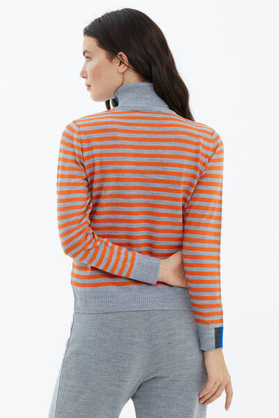 Sementa Full Turtleneck Striped Sweater - Gray