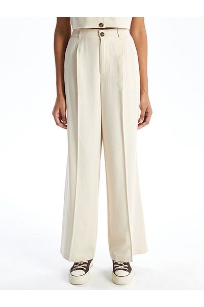 LC Waikiki New Season Loose Fit Linen Mixed Women's Trousers - S5Gt53Z8
