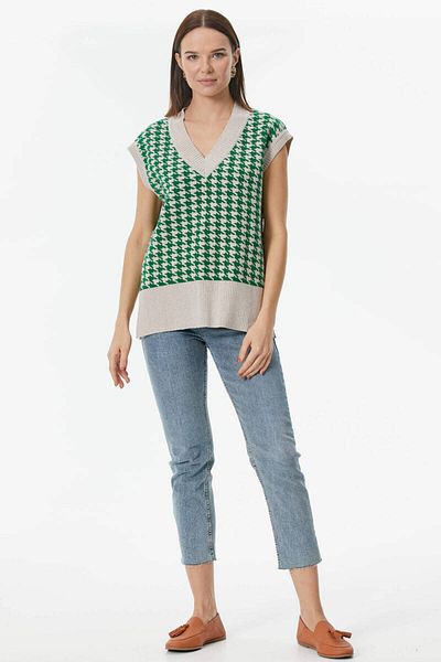 Sementa Houndstooth Patterned Knitwear Sweater - Beige-green