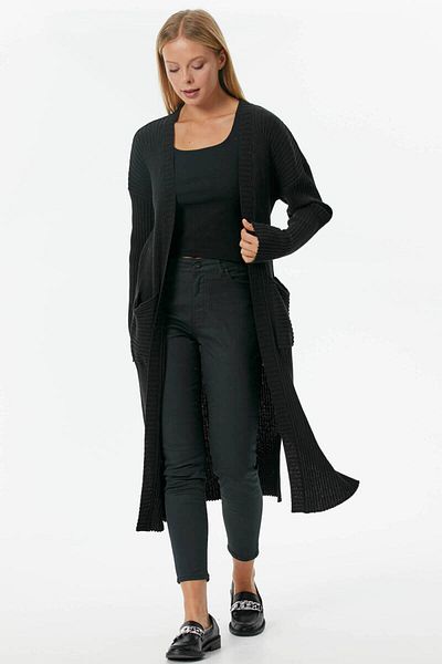 Sementa Cardigan lung oversize - negru