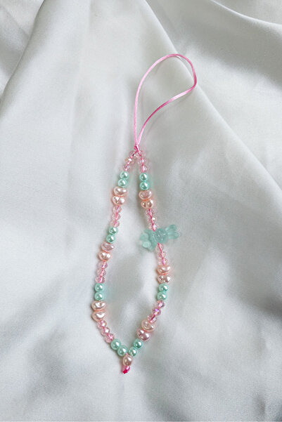 Brenida Clear Matte Turquoise Rabbit, Pearl, Heart & Crystal Beaded Phone Charm