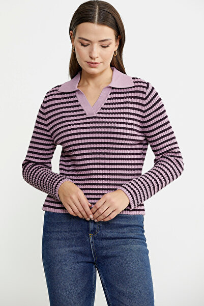 Sementa Поло з гулями, смугастий віскозний трикотажний светр