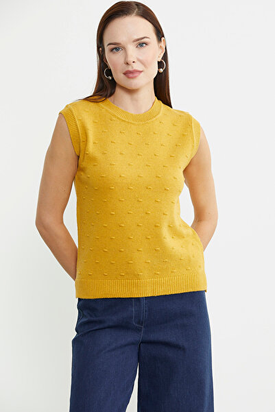 Sementa Yellow Crew Neck Wool Knitwear Sweater