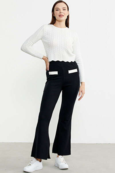 Sementa Black Knitwear Trousers - Spanish Leg and Slit Detail
