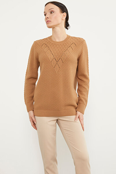 Sementa Φόρεμα με μοτίβο φύλλου σε πλεκτό ύφασμα - Καφέ