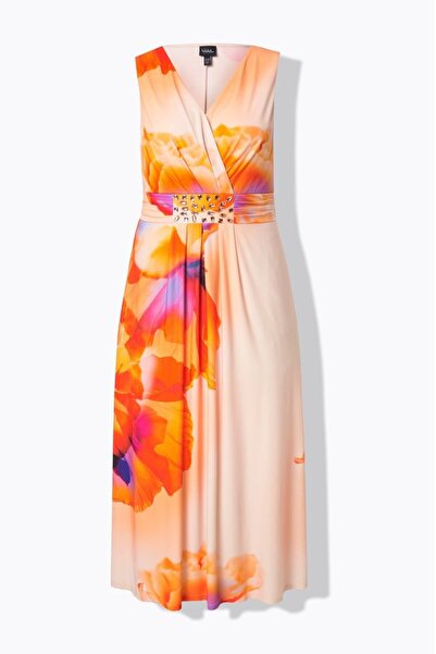 Şans Colorful Women's Plus Size Jersey Dress 65N38936