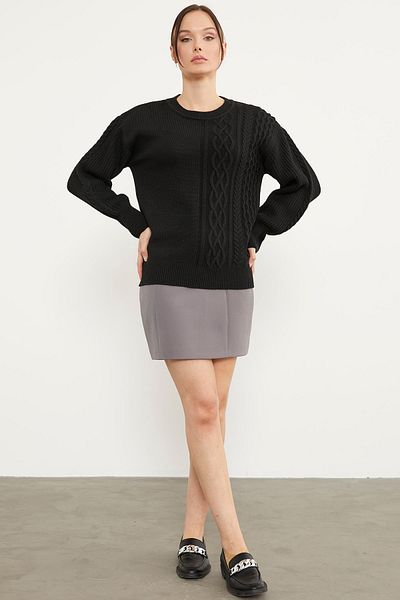 Sementa Pulover cu tricot cu mâneci prințesă - negru