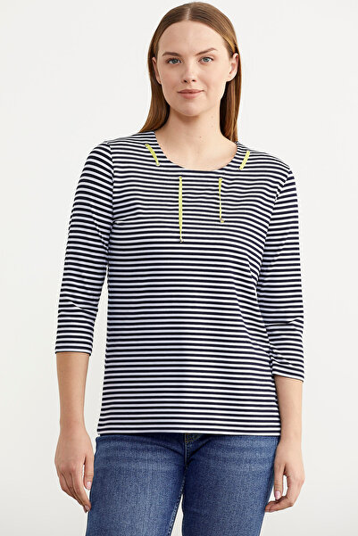 Sementa Μπλουζάκι με ρίγες με νέον κορδόνι - Navy Blue