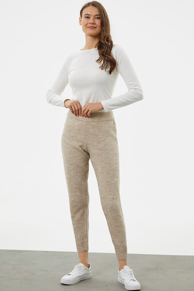Sementa Jogger Comfortable Fit Knitwear Trousers - Beige