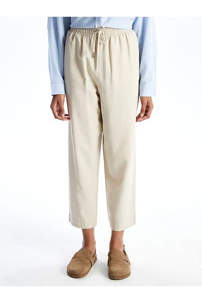 LC Waikiki New Season Women's Linen Blend Trousers with Elastic Waist - S52603Z8