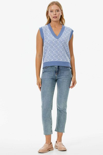 Sementa Pulover din tricotaje cu model în zig-zag - albastru