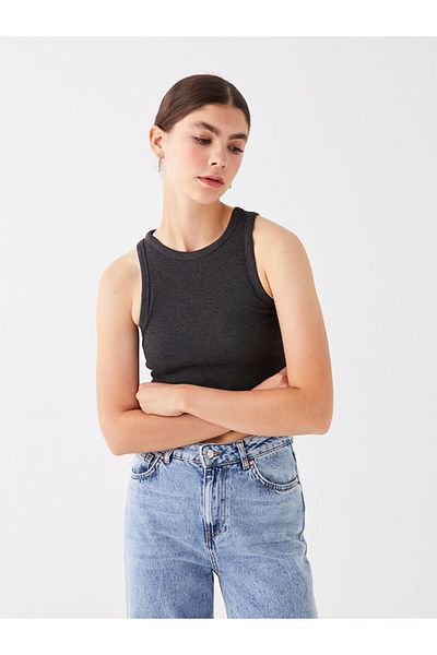 LC Waikiki New Season Women's Crew Neck Plain Crop - S4Be92Z8