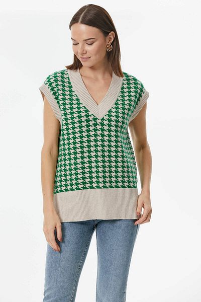 Sementa Houndstooth Patterned Knitwear Sweater - Beige-green