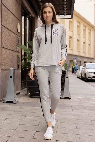 Sementa Σετ αθλητική φόρμα με κουκούλα Oversize - Γκρι