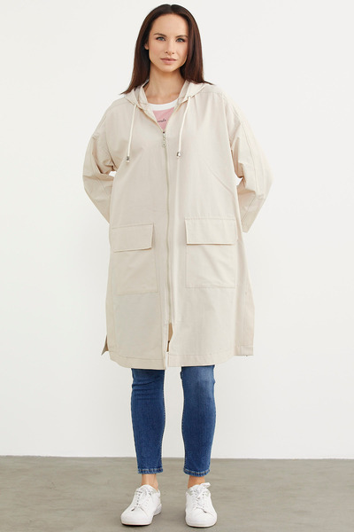 Sementa Довгий тренчкот з капюшоном для великих розмірів - Камінь