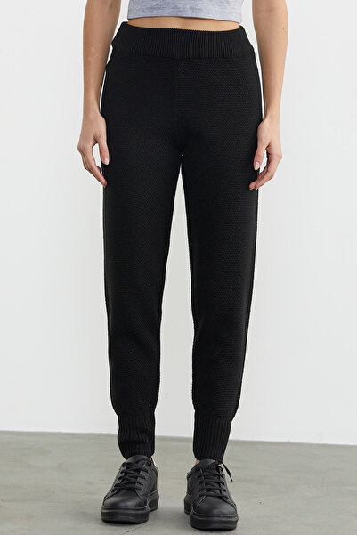 Sementa Πλεκτό Παντελόνι Jogger Comfortable Fit - Μαύρο
