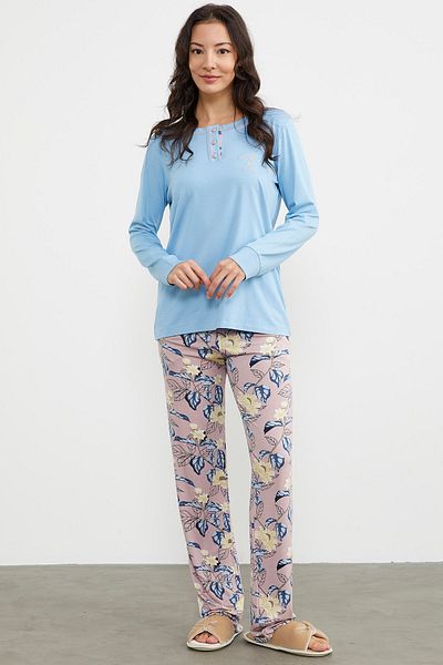 Sementa Set pijama combinat cu model simplu - albastru