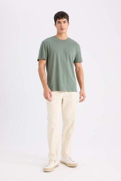 DeFacto Νέα σεζόν Νέα κανονική εφαρμογή Crew Neck Basic μονόχρωμο μπλουζάκι με κοντό μανίκι από 100% βαμβάκι