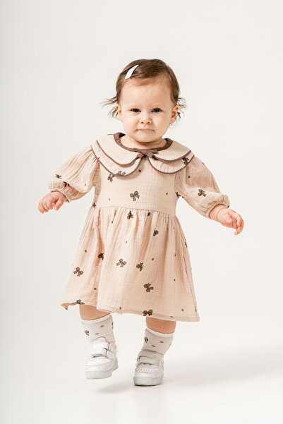 JNF kids Kız Bebek Yazlık Fiyonklu Elbise (KISA ÇORAP HEDİYELİ)