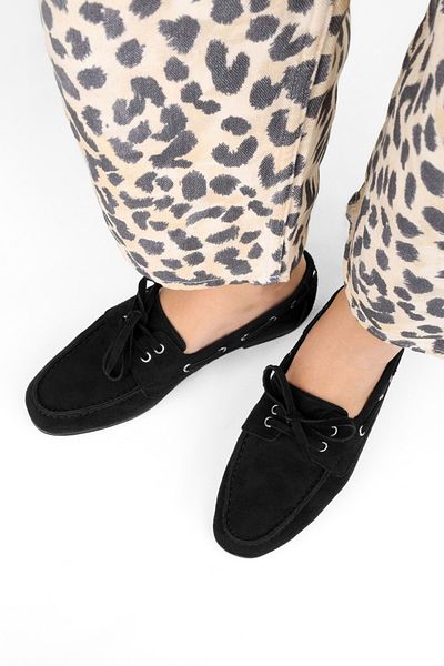 Shoeberry Women's Tinkera Black Suede Ballerinas