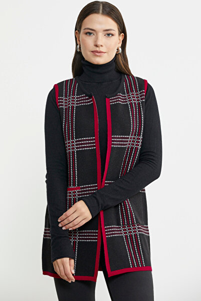 Sementa Чорний двоколірний повний голковий трикотажний жилет