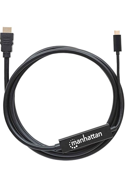 MANHATTAN كابل محول USB-C إلى HDMI، مخرج 4K، 2 متر (6 قدم)، أسود
