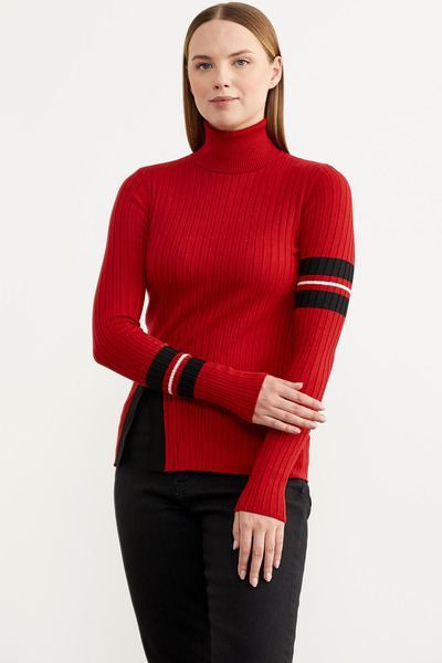 Sementa Full Fisherman Color Detailed Knitwear Sweater - Red