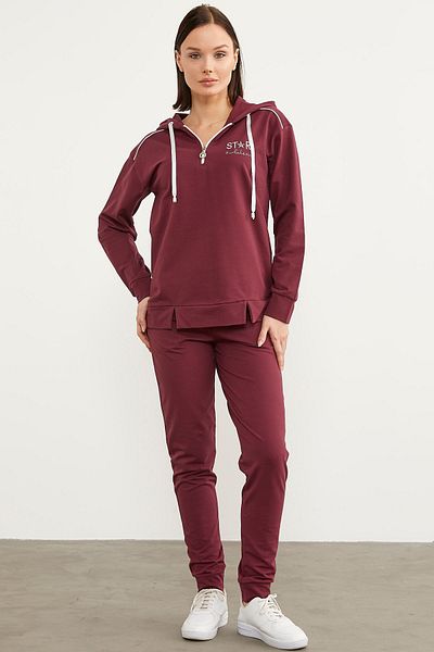 Sementa Σετ αθλητική φόρμα Jogger Oversize με κουκούλα - Claret Red
