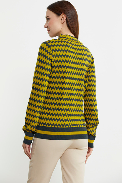 Sementa Anthracite Colored Double Color Patterned Knitwear Sweater