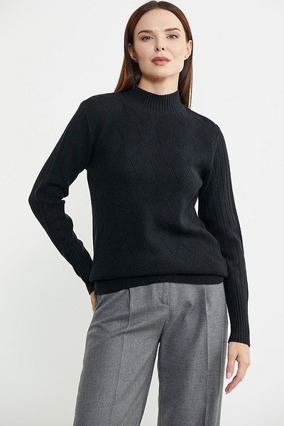 Sementa Pulover de tricotaj negru - Motiv pe jumătate de pescar