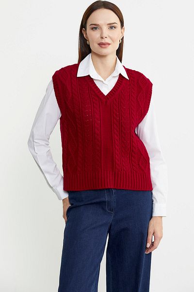 Sementa Hair Braided Long Wool Knitwear Sweater - Red